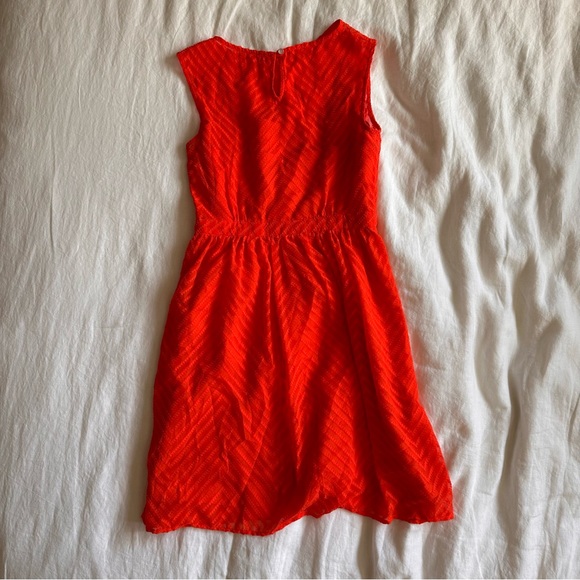 JCrew Zig Zag Chevron Dress, Size 0, Neon Orange - Picture 2 of 4